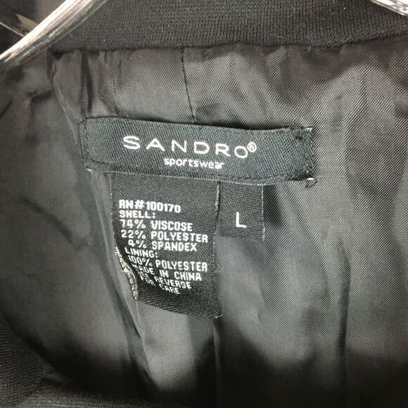 Sandro Black Double Breasted Button Up 3/4 Sleeve Length Pea Coat L - Picture 7 of 8